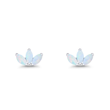 Triple Marquise Lab Created White Opal Stud Earrings 925 Sterling Silver Wholesale